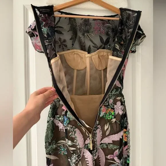 NWOT Bronx And Banco Zinna Side-Slit Floral Sequin Gown, XS,S &M available - Picture 13 of 14